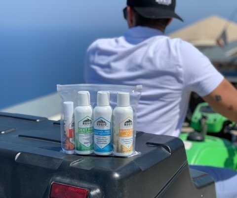 rugid skin protection products on a speed boat